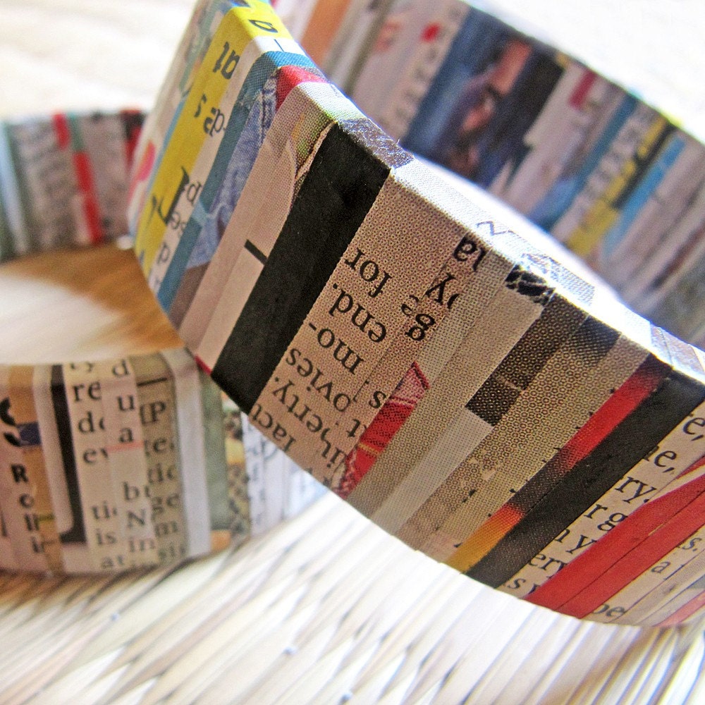 Recycled Paper Striped Bangle