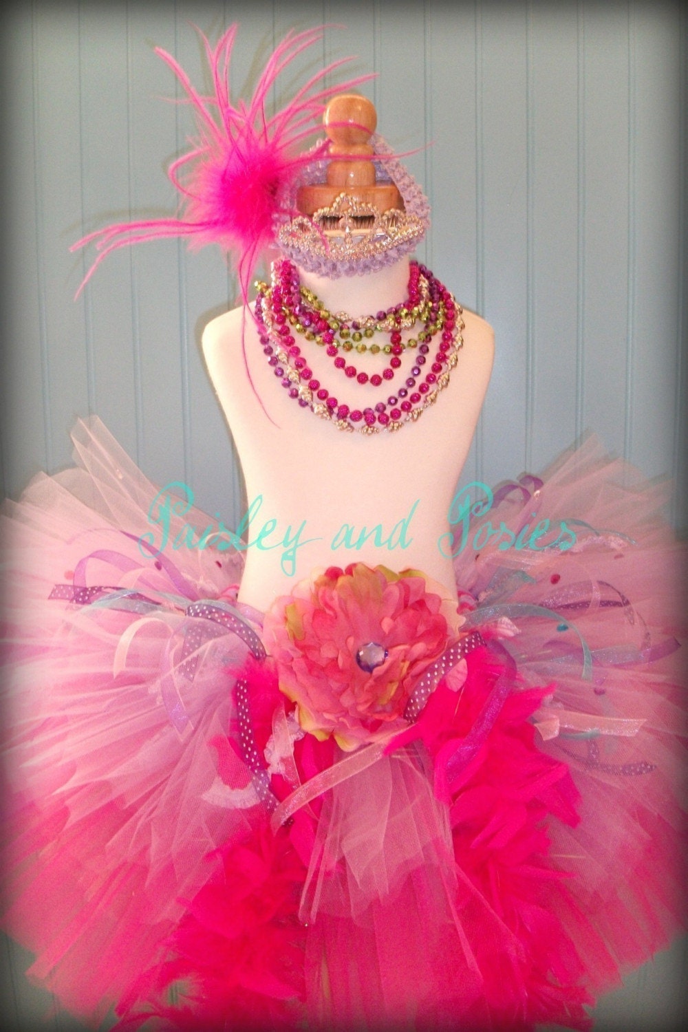 ALL NEW - Fancy Nancy Inspired Dress Up Tutu - Sizes Newborn up to 6 - Includes Headband and Tiarra
