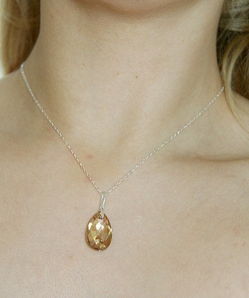 Anna.Golden Shadow Swarovski Crystals Necklace (sterling silver)