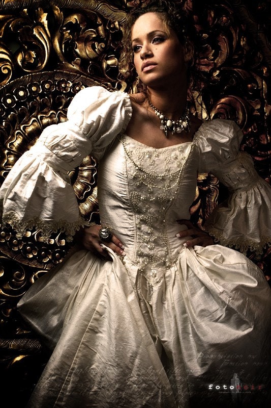 SALE Fairytale Princess Silk Wedding Gown Fantasy by battyazac bridal 