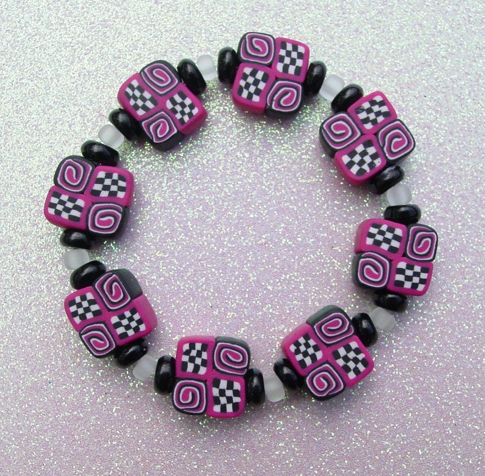 Raspberry Checkered Bracelet