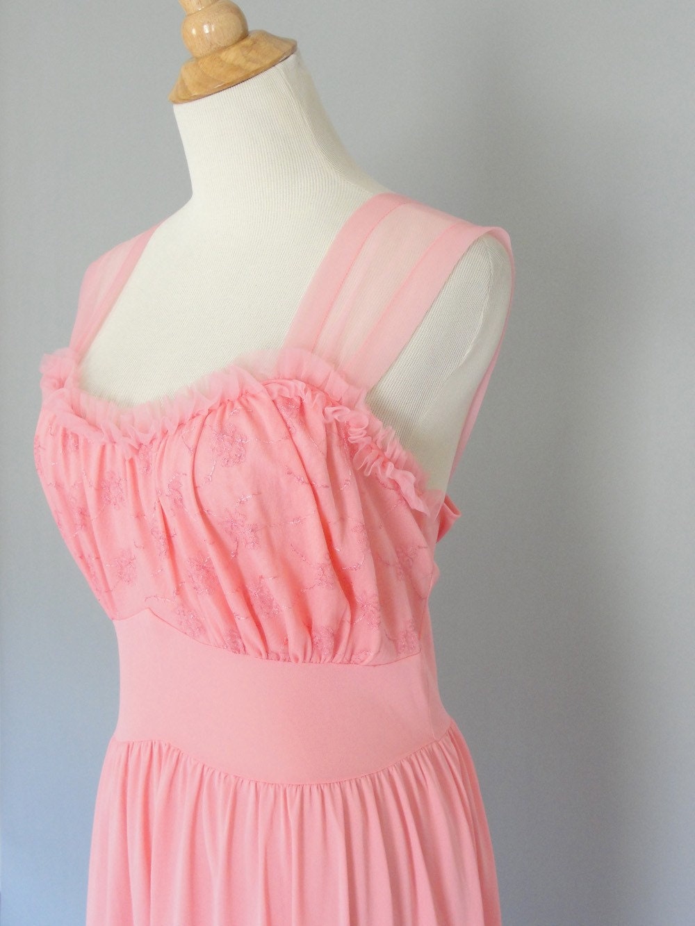 Vintage 1950s Watermelon Pink CHARMODE Nightgown