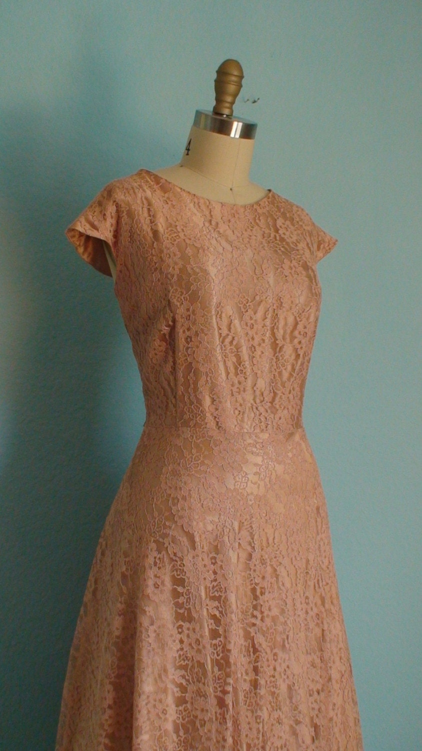 Vintage 1950s Sweet Pink Dream Lace Dress