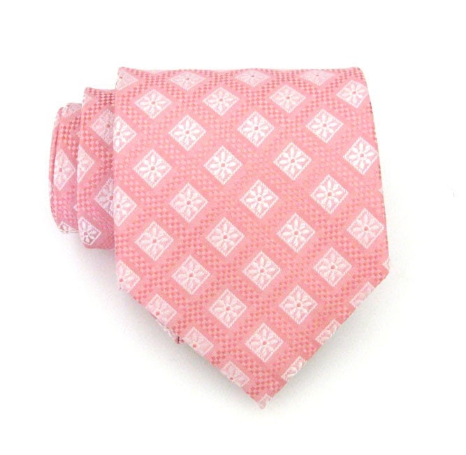 Pink Snowflake Silk Tie