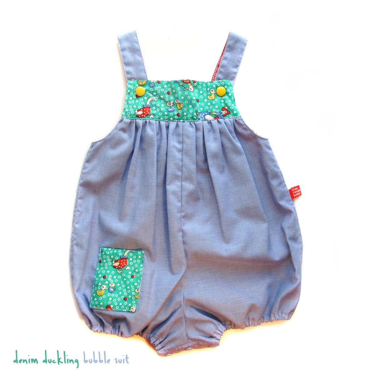 SPRING SALE - Duckling denim bubble  for baby - 3 to 6months