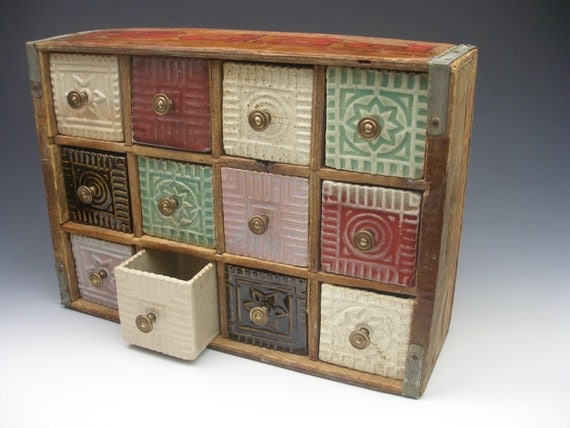 soda crate with ceramic drawers I