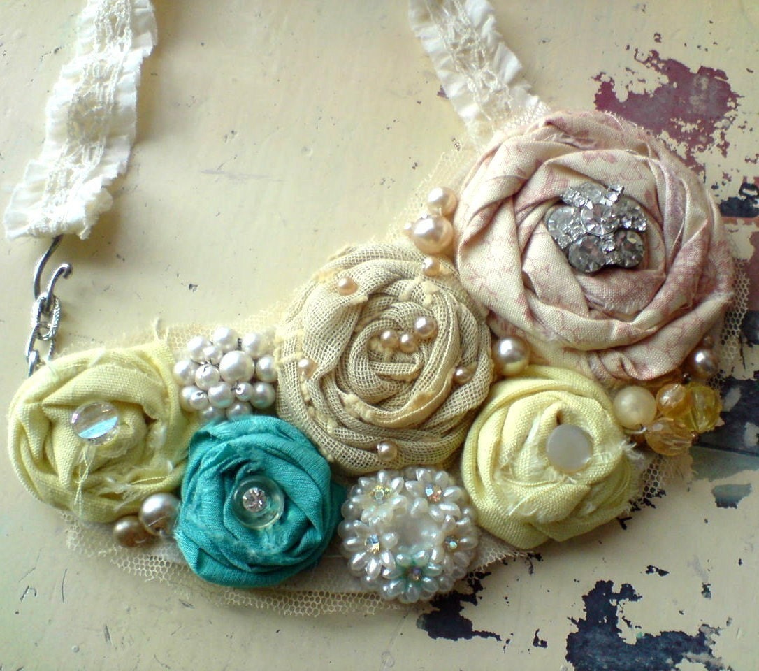 Sparkle Philosophy fabric bib necklace Bold, Romantic - featured on ecouterre.com