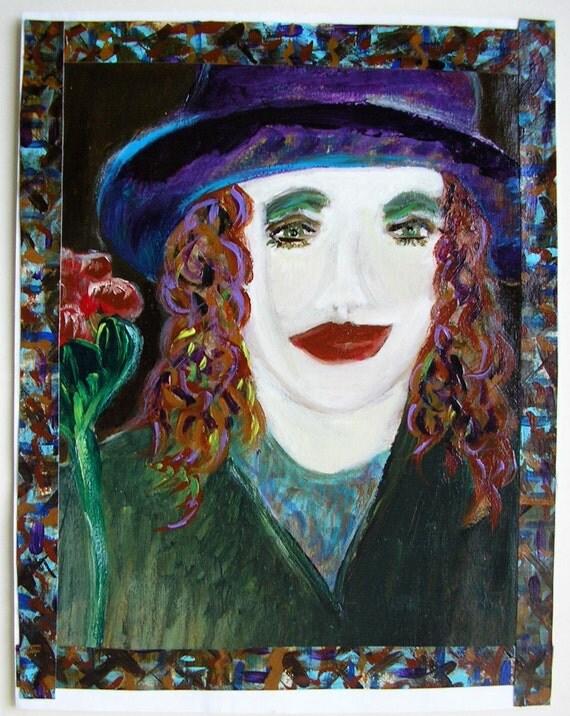 makeup mime. Mime or Clown with Partial Makeup (G) - 8x11 Acrylic Painting on Paper