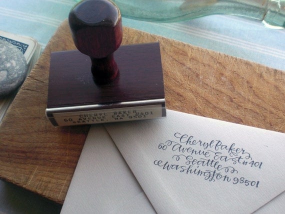 return address stamp - curls -  custom calligraphy