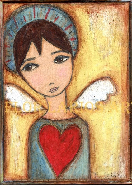 ANGEL BOY-  PRINT from Painting by FLOR LARIOS (5 x 7 INCHES)