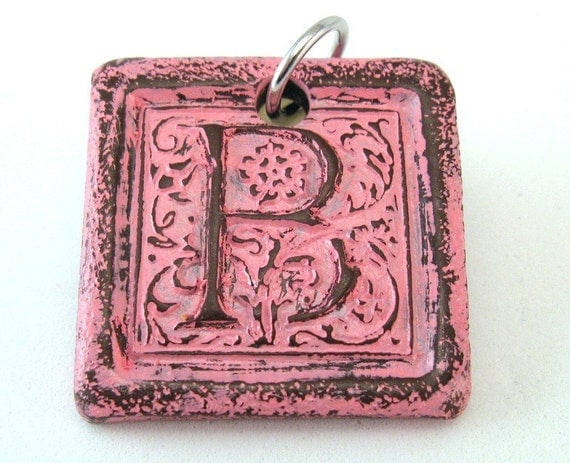 Pretty Pink - Distressed Monogram Pendant