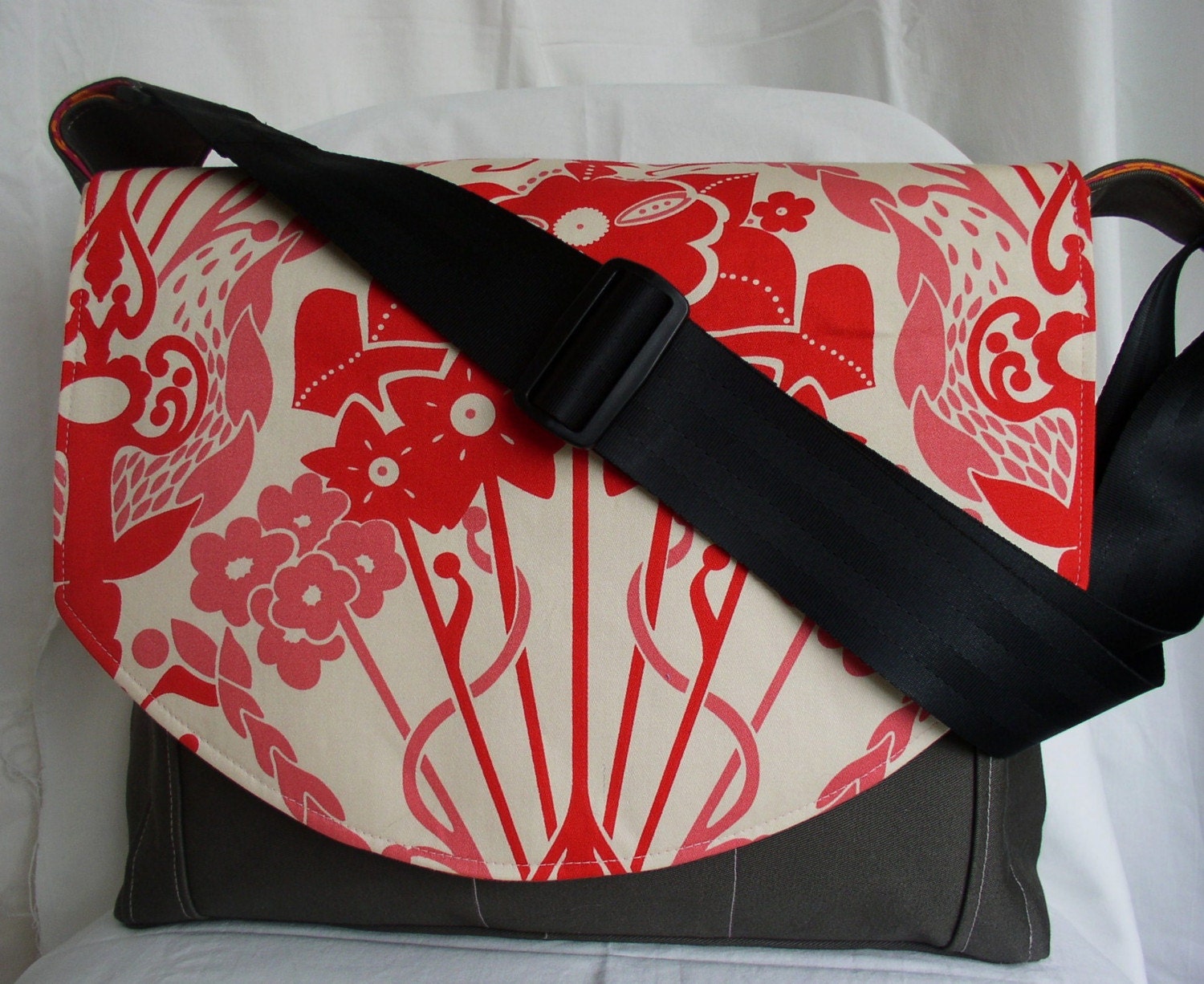 Handmade Messenger/Diaper Bag - Nouveau Blossom- Made to Order