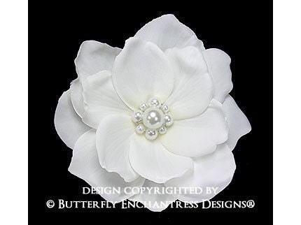 Pearl White Sandrine Gardenia Mini Bridal Hair Flower