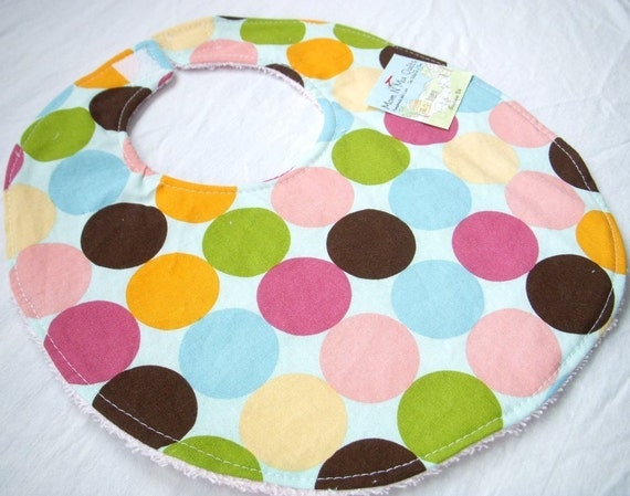 Boutique Bib - Modern Sweetie Dots - Cotton bib with terry cloth backing