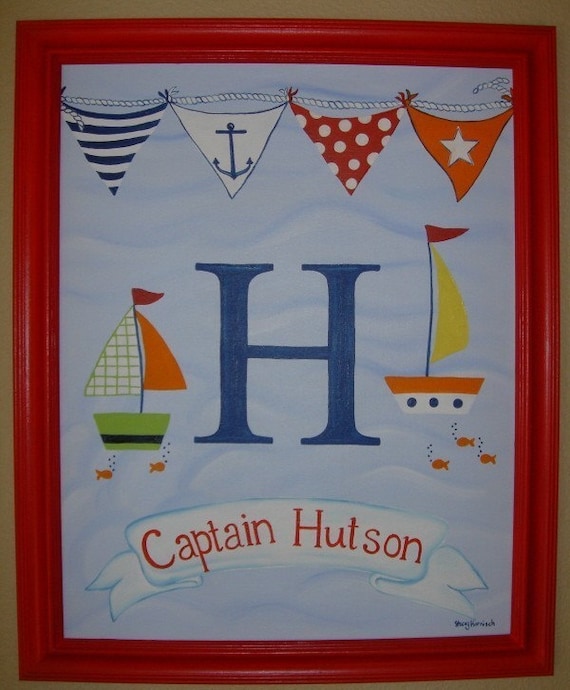 Boutique Boys M2M Pottery Barn Kids Baby Boats Cape Cod Nautical Transportation Nursery Bedding Wall Art Personalized