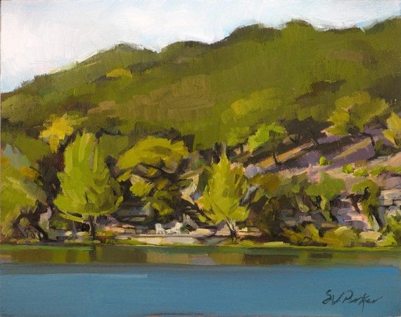 GUADALUPE RIVER, HUNT, TEXAS -- original plein air oil painting