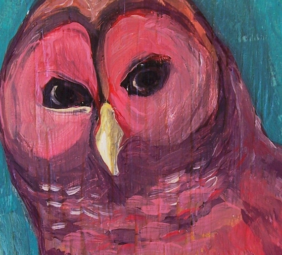 Barred Owl at Sunset... original painting acrylic on recycled wood