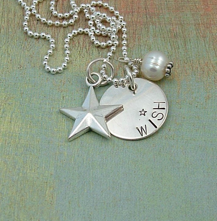 WISH ON A STAR........Hand Stamped Sterling Silver Necklace