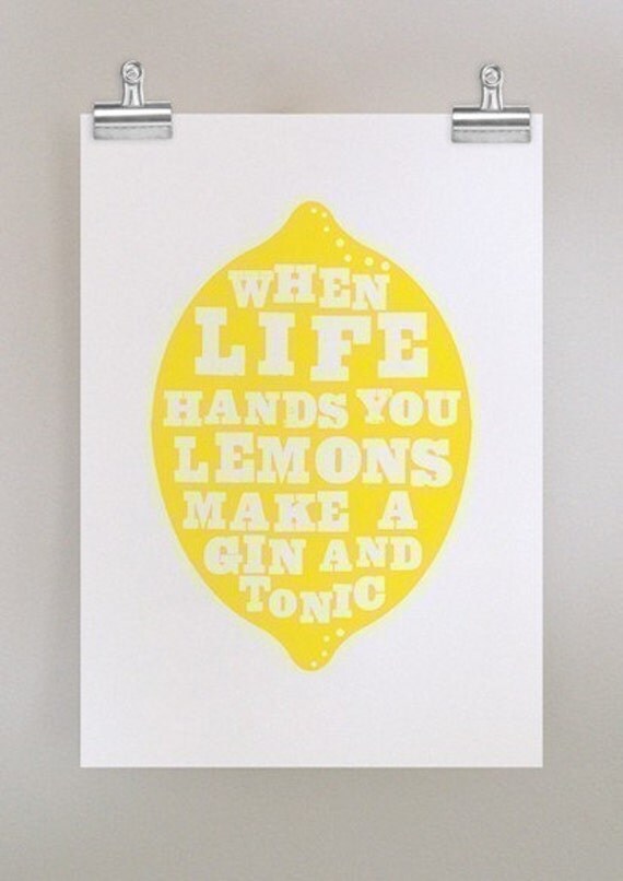 lemons gives gin lemonade tonic lemon poster hands kitchen yellow illustration pretty