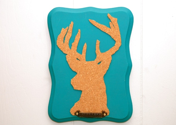 Cork Deer Bust Chalkboard Organizer