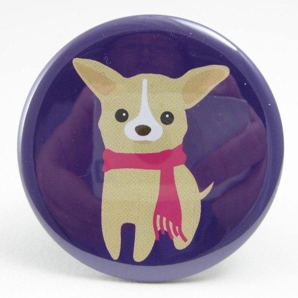Chihuhua Pocket Mirror - Chee-S the Chihuhua Puppy - Purple