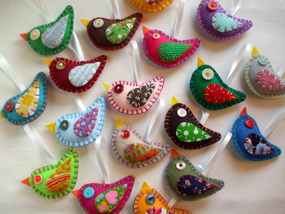 WHOLESALE LOT of 8 Eco Felt Bird Ornaments Eco Friendly Recycled Materials