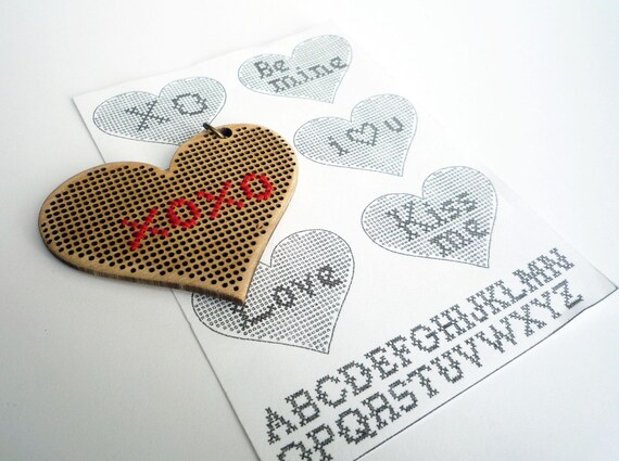 Cross Stitch Heart Necklace (personalize)