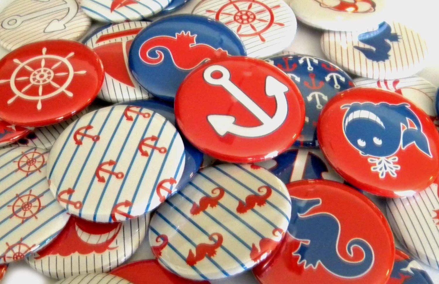 25 Nautical Large Flat Back Buttons