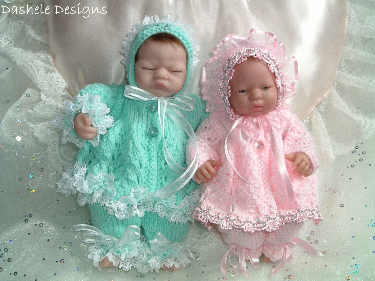 Knitting pattern for small 10 inch dolls, Emmy, Berenguers