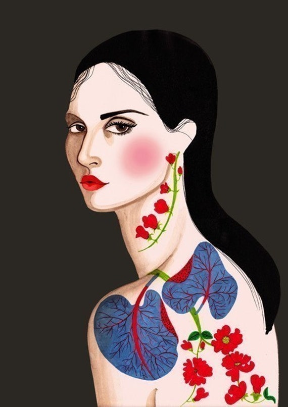PRINT / Exotic flower tattoo / 8x10. From PeggyWolfDesign