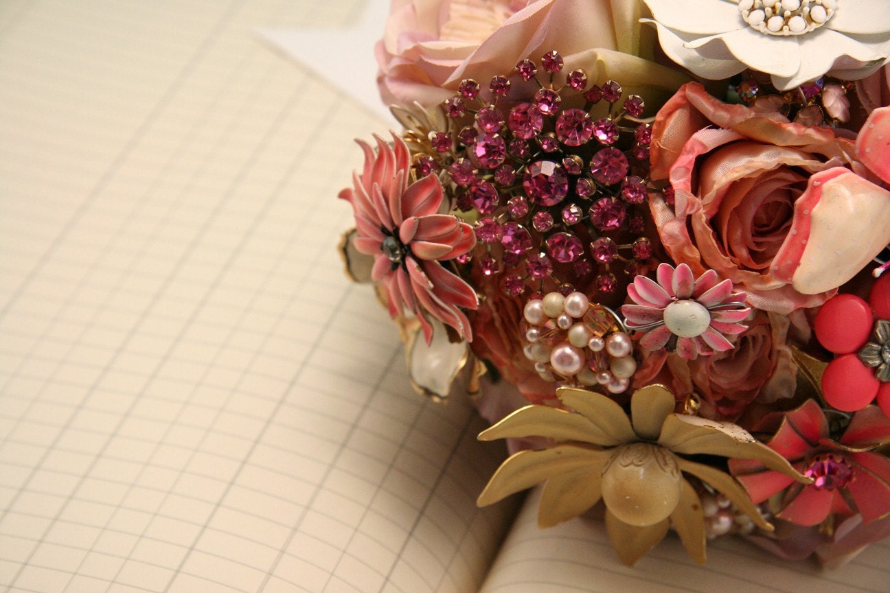 Vintage Brooch Bouquet - Handmade Peonies and Brooches - Made to order
