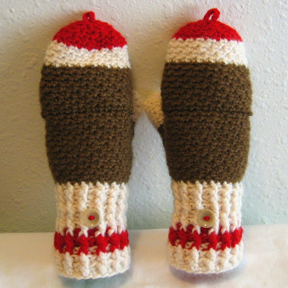 Convertible Fingerless Gloves Mittens with Thumb Flaps, Size XS