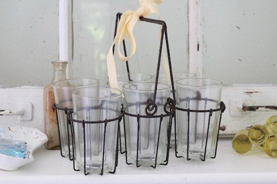 French Style Glasses In Wire Carrier