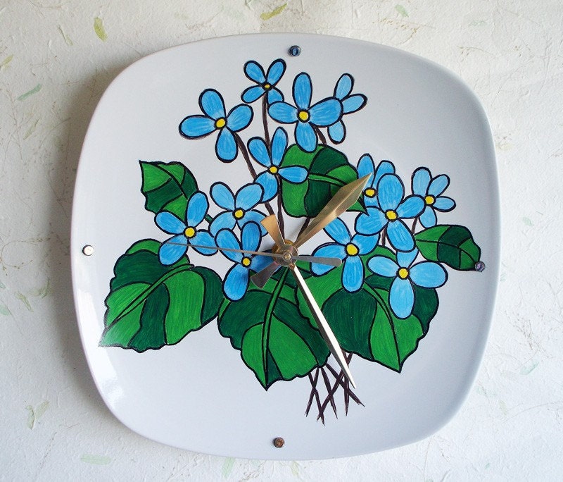 Hand Painted Floral Wall or stand Clock.
