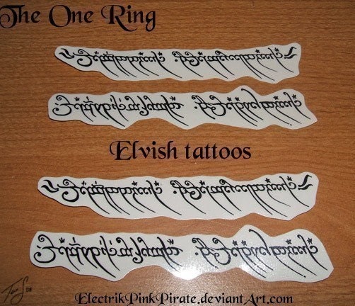 2 sets of Elvish temporary tattoos One Ring elvish inscription