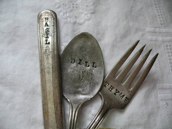 Vintage Silverware Garden Markers Knife, Fork, Spoon Set