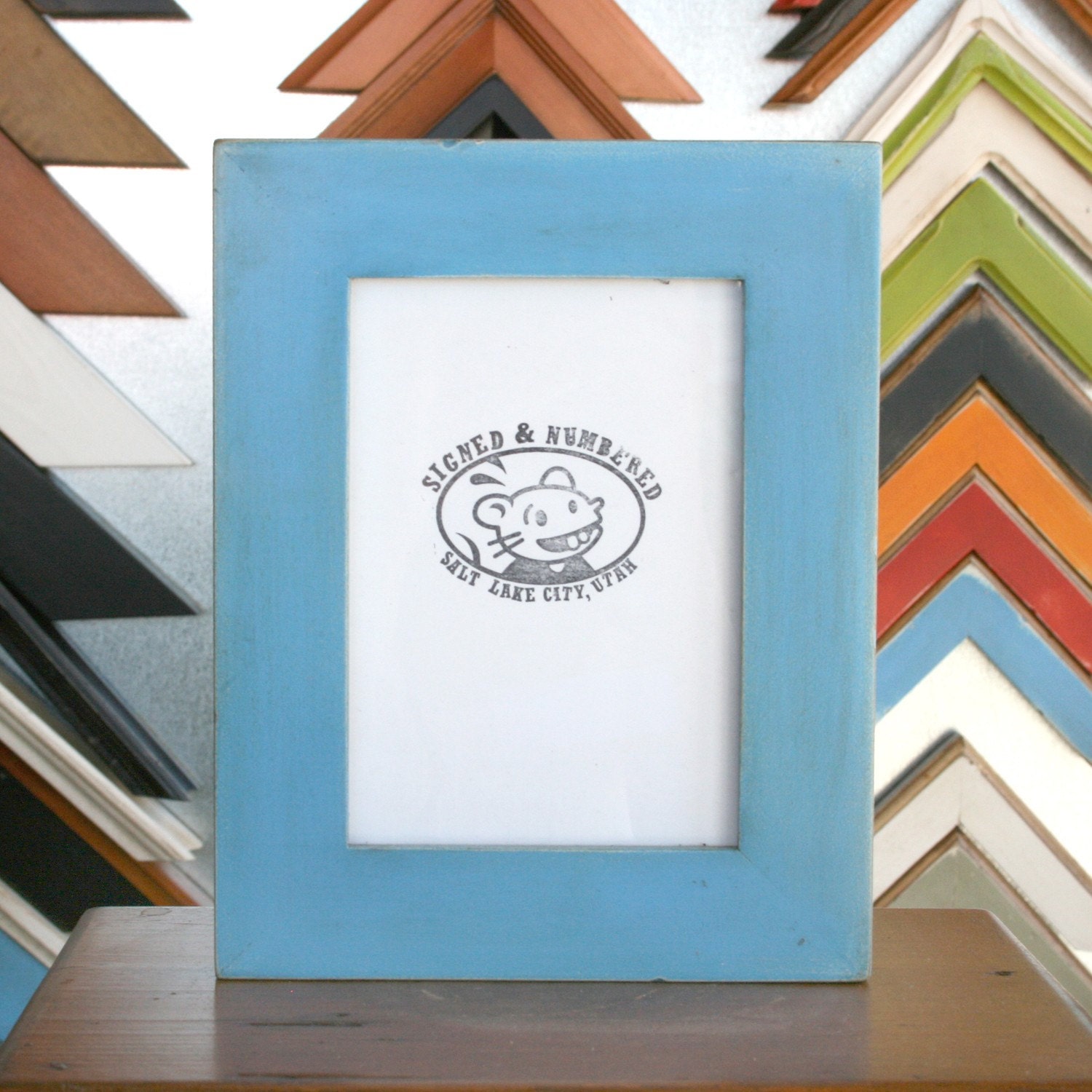 5 X 7 Picture Frame With Vintage Blue Paint