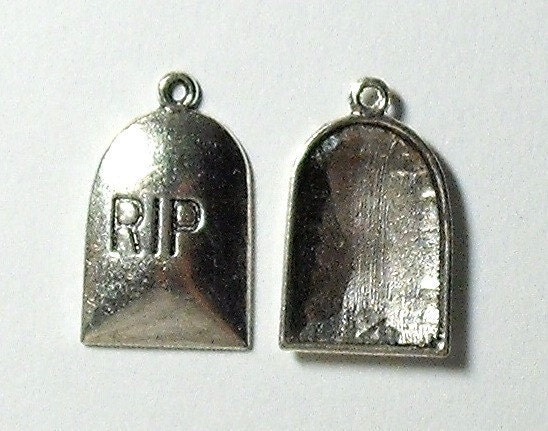 3 Pcs Antique Silver RIP Charm Pendants