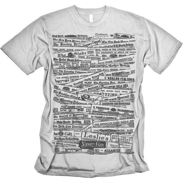 NEWSPAPER Tshirt Vintage Typography Tee MENS Shirt