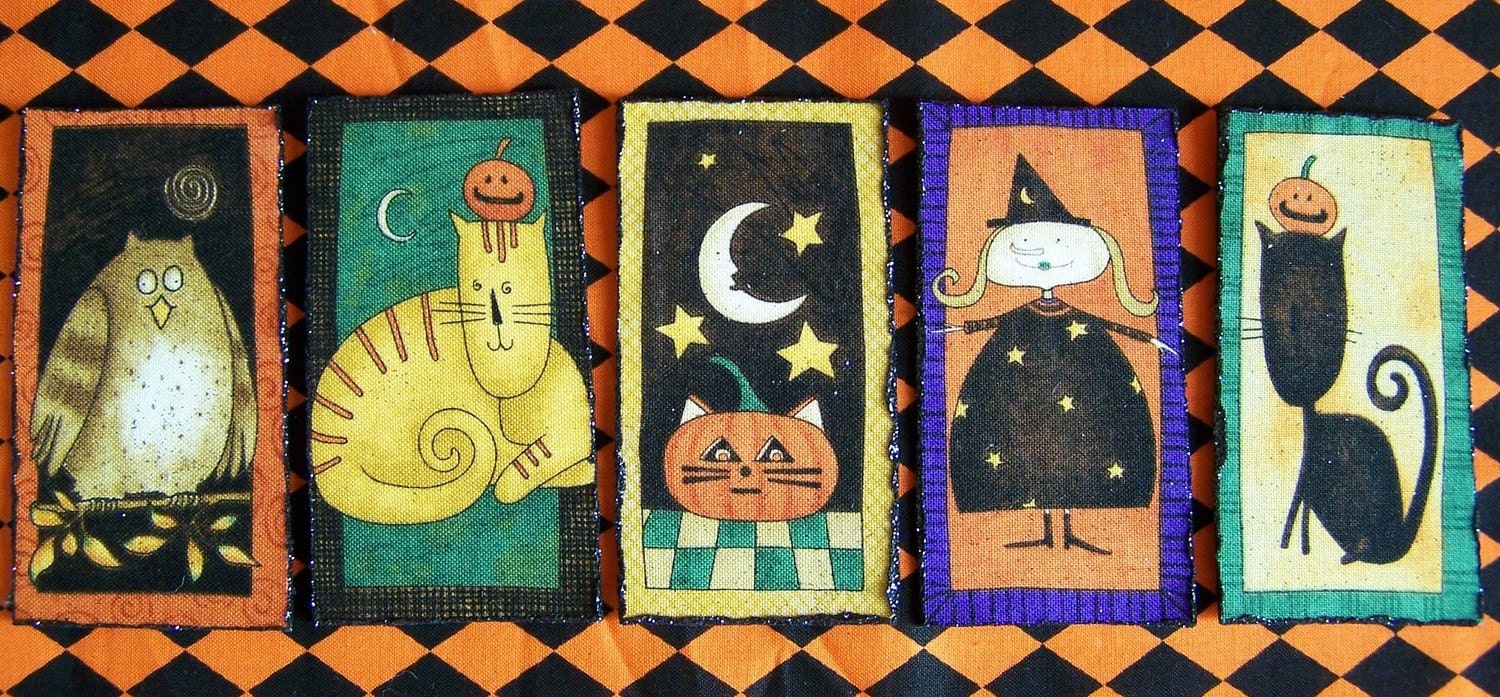 Set of 5 Primitive Halloween Magnets