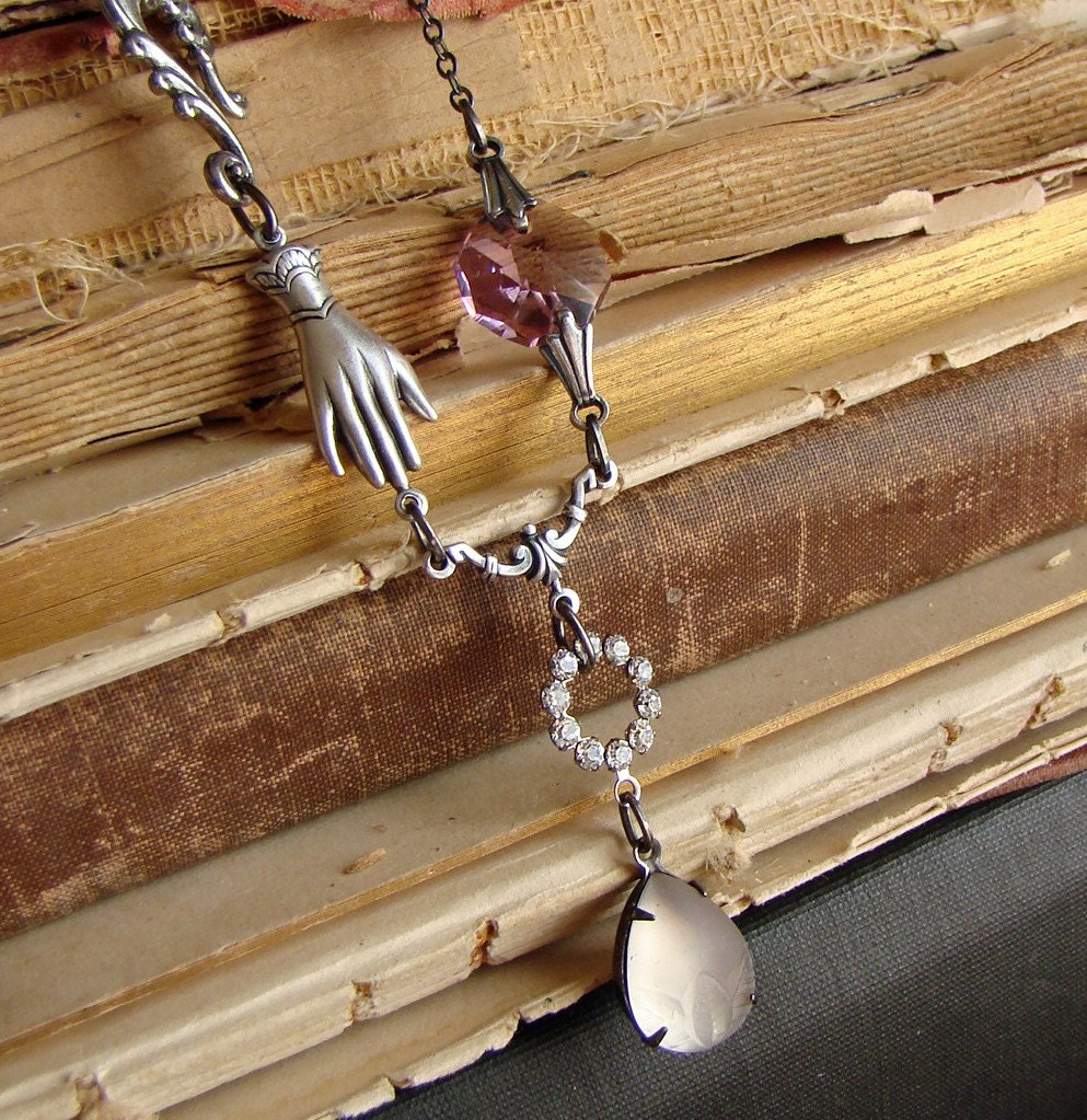 Lilac Contraption - Neo-Victorian Asymmetrical  Silver Necklace
