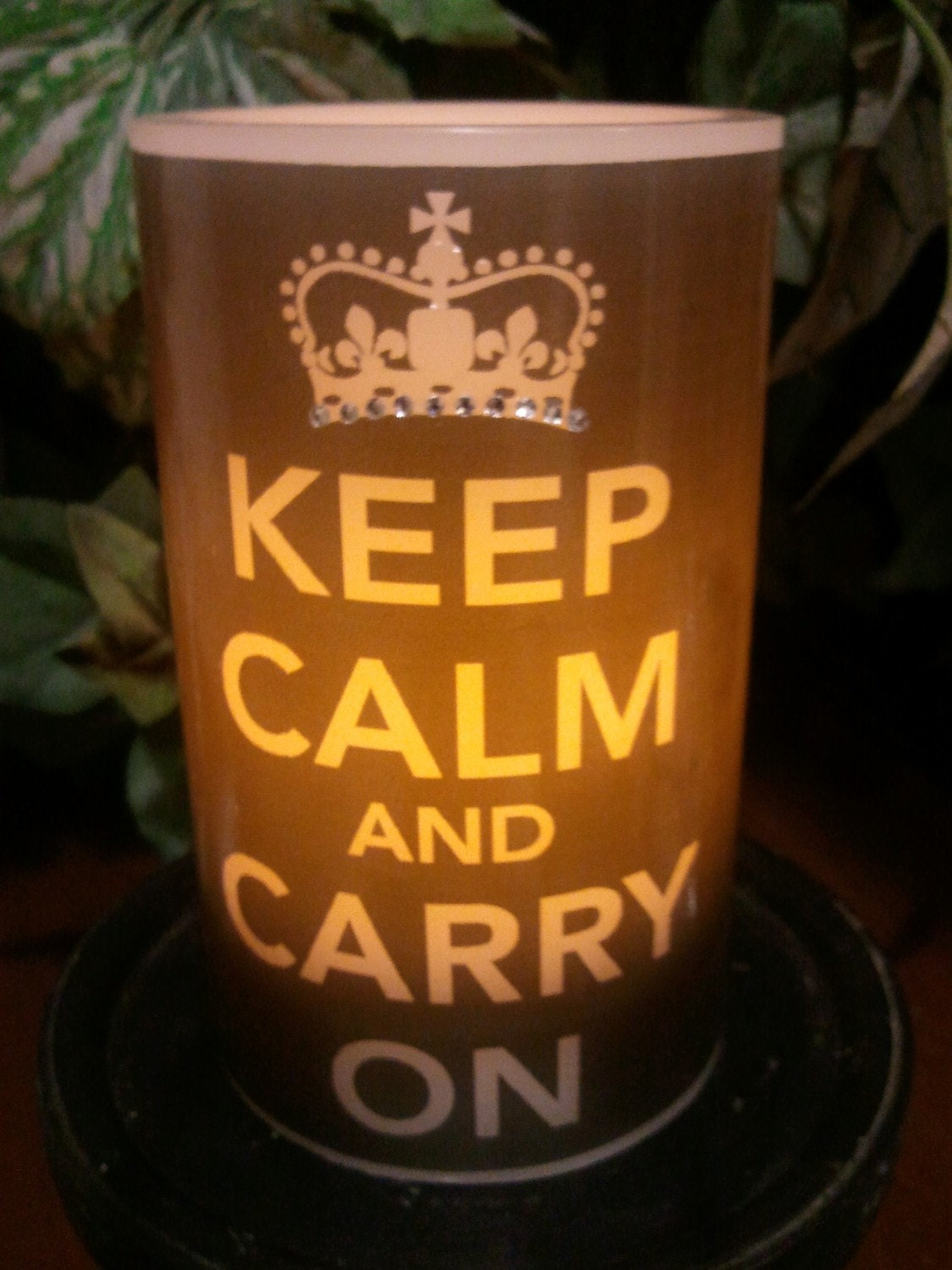 Keep Calm and Carry On Flameless Candle with Timer
