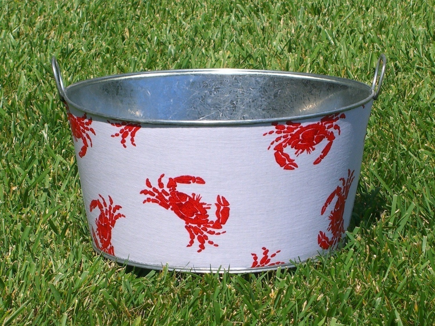 Cute Crab Large Round Galvanized Party Tub -  A Must Have for your next New England Crab Feed