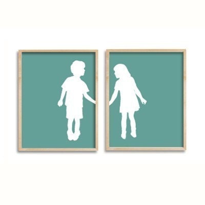 People Holding Hands Silhouette. Custom Silhouette children