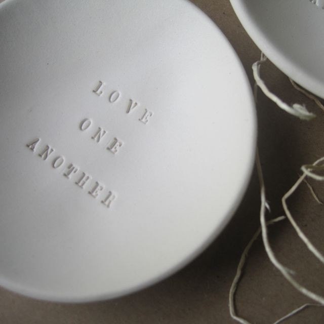 LOVE ONE ANOTHER tiny text bowl by Paloma's Nest