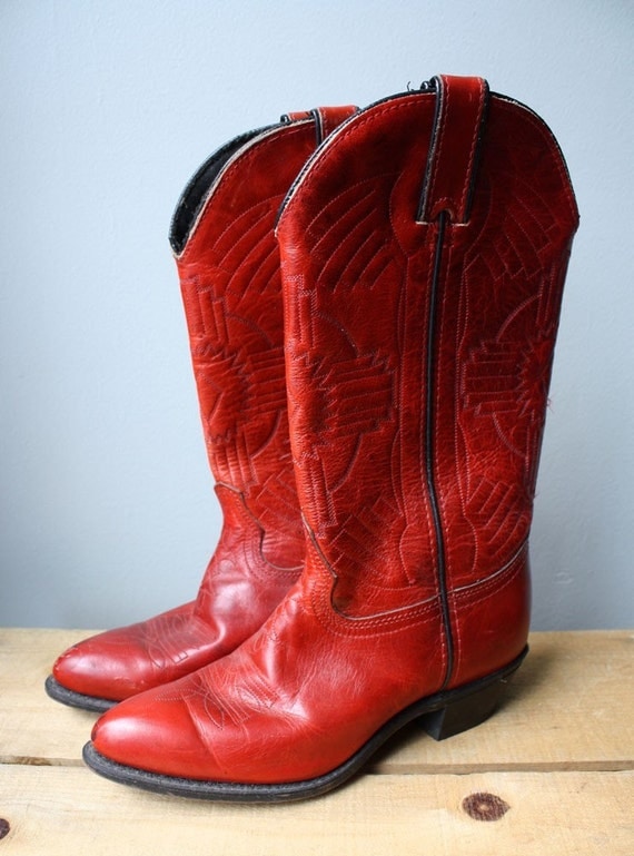 Vintage Ruby Red Cowgirl Boots