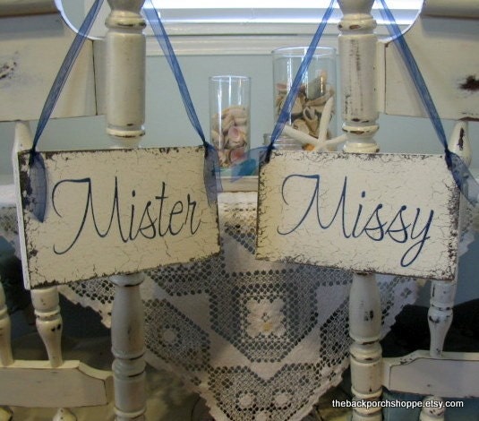 MISTER / MISSY 9 x 5 Chair Signs VISIT MY STORE FOR OVER 100 DIFFERENT WEDDING SIGNS