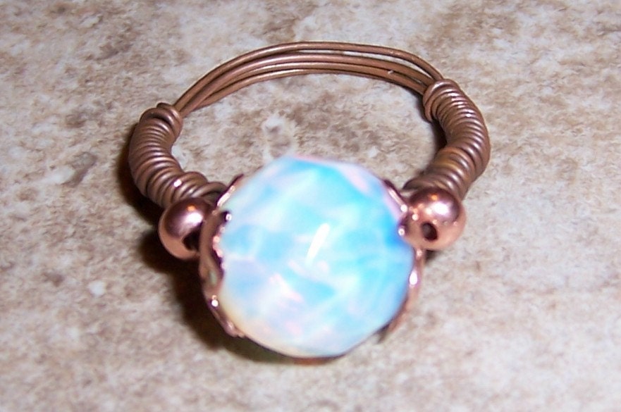 Mystic Orb Opalite Wire Wrapped Ring