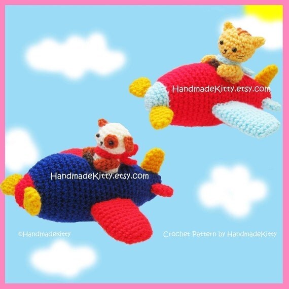 Kitty and Doggy Aerobatic Flying Team Amigurumi Crochet Pattern by HandmadeKitty