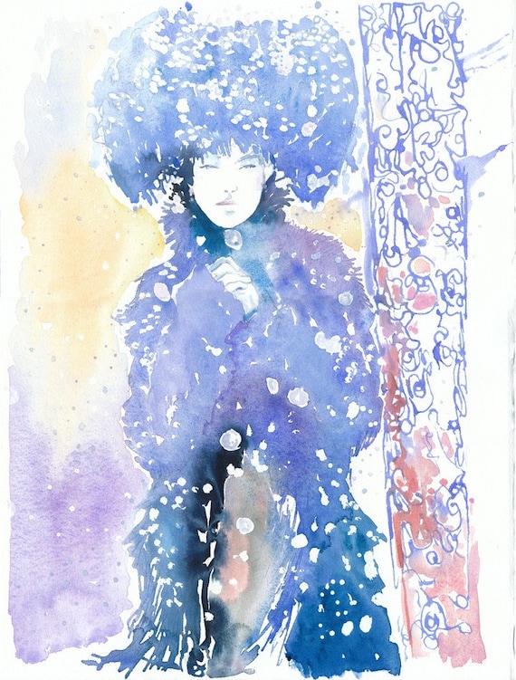 Watercolor Fashion Illustration - Russian Snow
